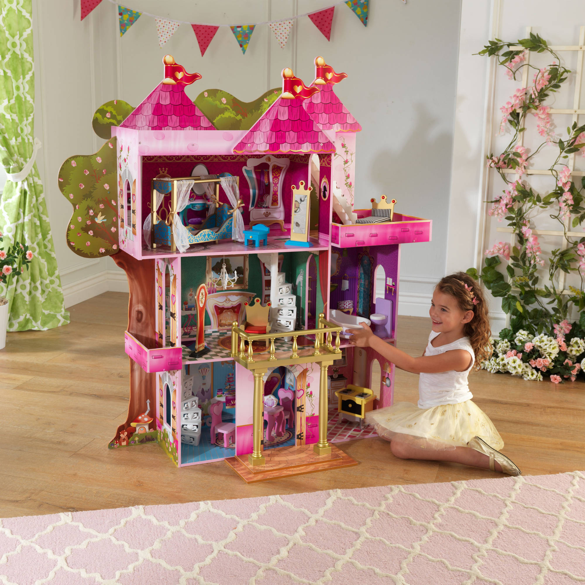 KidKraft Storybook Wooden Mansion with 14 Pieces of Furniture บ้านตุ๊กตาไม้ในหนังสือนิทาน มาพร้อมเฟอร์นิเจอร์ 14 ชิ้น ของเล่นยอดนิยมอันดับ1 เด็กหญิงในอเมริกา ไม่มีจำหน่ายในประเทศไทย นำเข้าจาก USA ของแท้ 100%