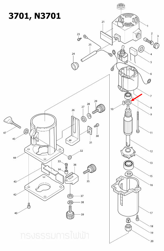 แหวนรอง เราท์เตอร์ Makita-มากีต้า 3701, N3701 [#9] Pn.253133-2 (แท้) ##