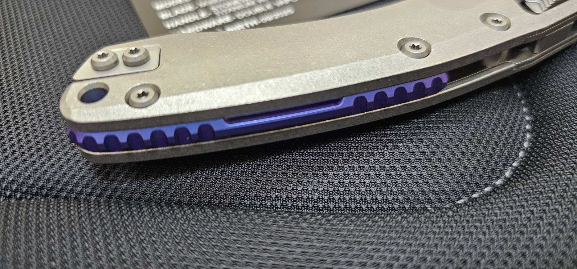 Microtech Marfione Select Amphibian RAM LOK Titanium Handles & Stonewash M390MK w/ Double Vapor Blast & Purple Accents
