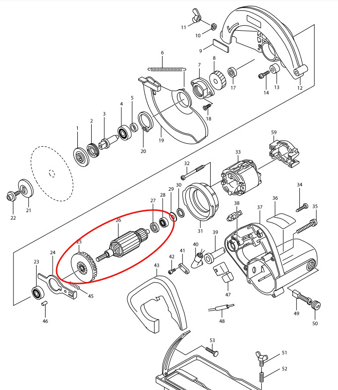 ทุ่น เลื่อยวงเดือน Makita มากีต้า 5606, 5604R (แท้) ##