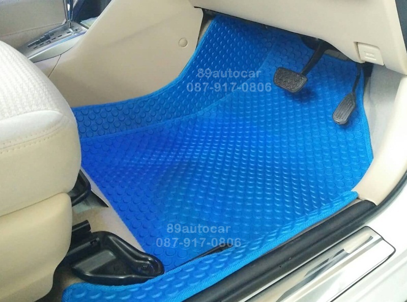 ยางปูพื้นรถยนต์เข้ารูป Toyota Vios 2016 กระดุมสีฟ้าขอบฟ้า