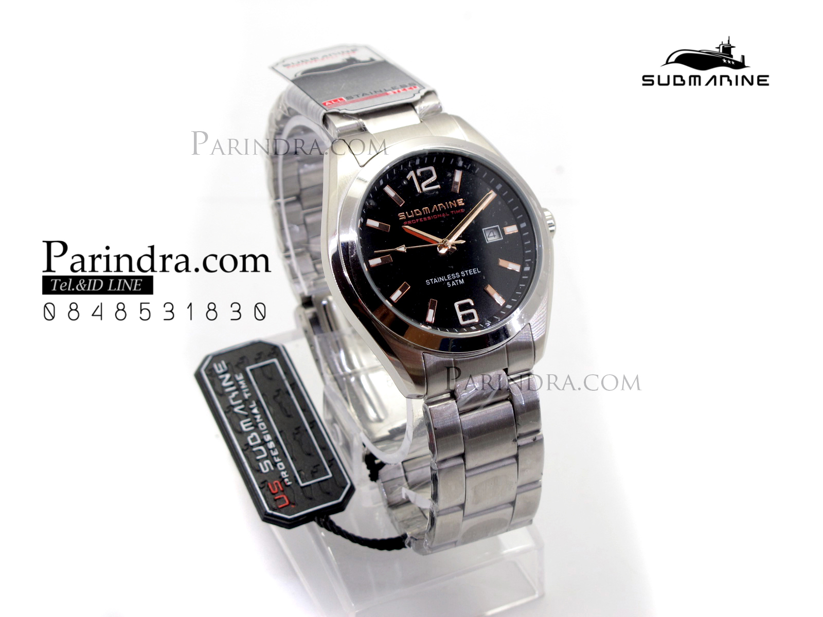 นาฬิกา US submarine รุ่น SUB039 แสตนเลสหน้าปัดสีดำ ของแท้100%