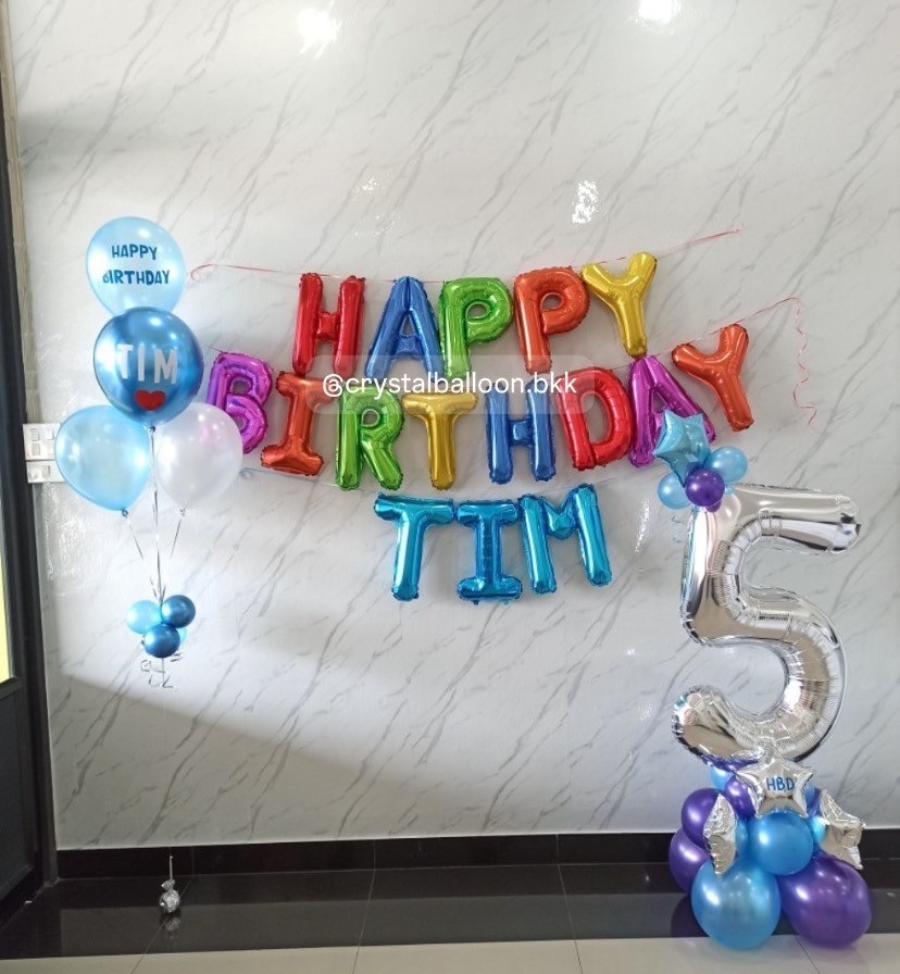ลูกโป่งเซอร์ไพรส์วันเกิด ลูกโป่งช่อ 5 ลูก 1 ช่อ,ฟอยล์แฮปปี้เบิรด์เดย์ 1 ชุด ,ฟอยล์ตัวอักษร 3 ชิ้น , ฟอยล์ตัวเลขตั้งฐาน 40 " 1ชิ้น ,พร้อมตกแต่ง สามารถเปลี่ยนสีลูกโป่ง/เปลี่ยนข้อความได้