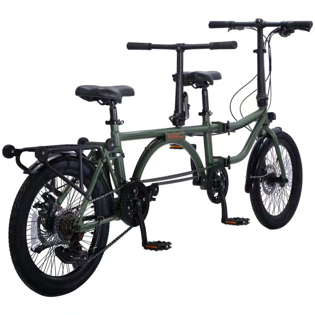 K-POP LG600 จักรยานสองตอน Tandem เกียร์ 8 สปีด พับได้ ลากได้ ล้อ 20นิ้ว เฟรมเหล็ก ปี 2024