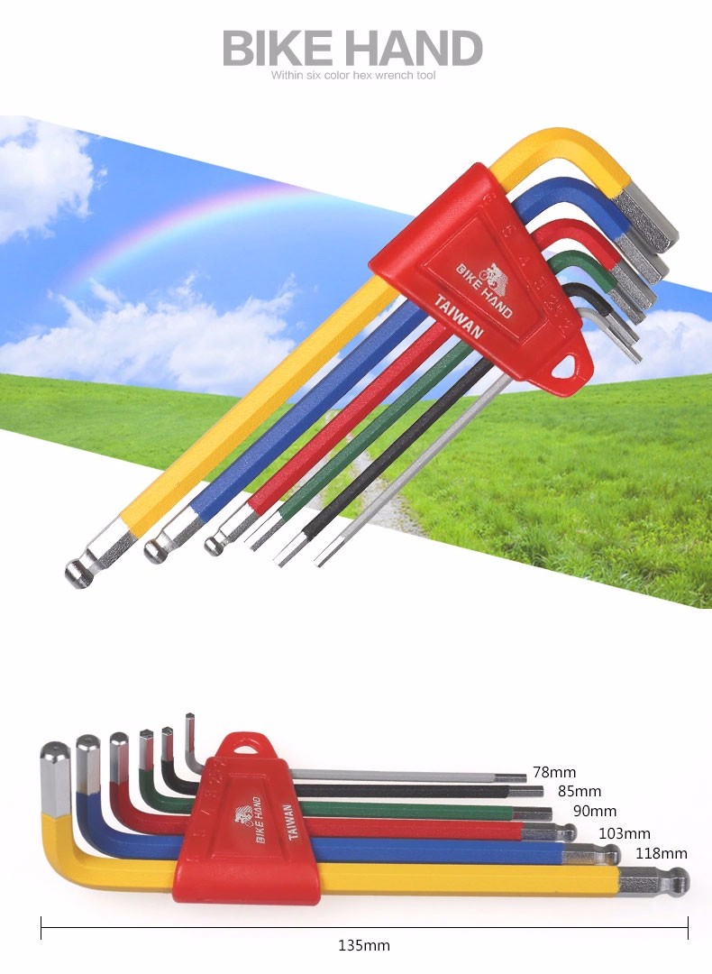 ชุดหกเหลี่ยม BIKE HAND Hex Key Set MTB Road Bike Repair Tool Kit Service Wrench Colorful 6 PCS,YC-613-6C