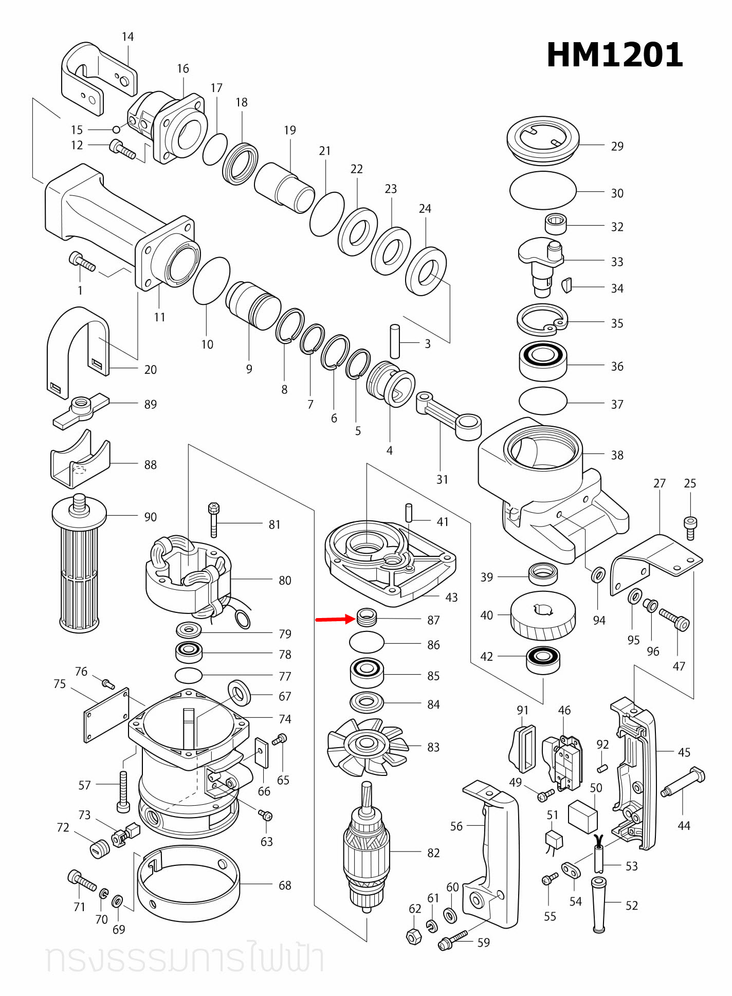 ซิล แย้ก Makita มากีต้า HM1201 [#87] Pn.331180-4 (แท้) ##(*)