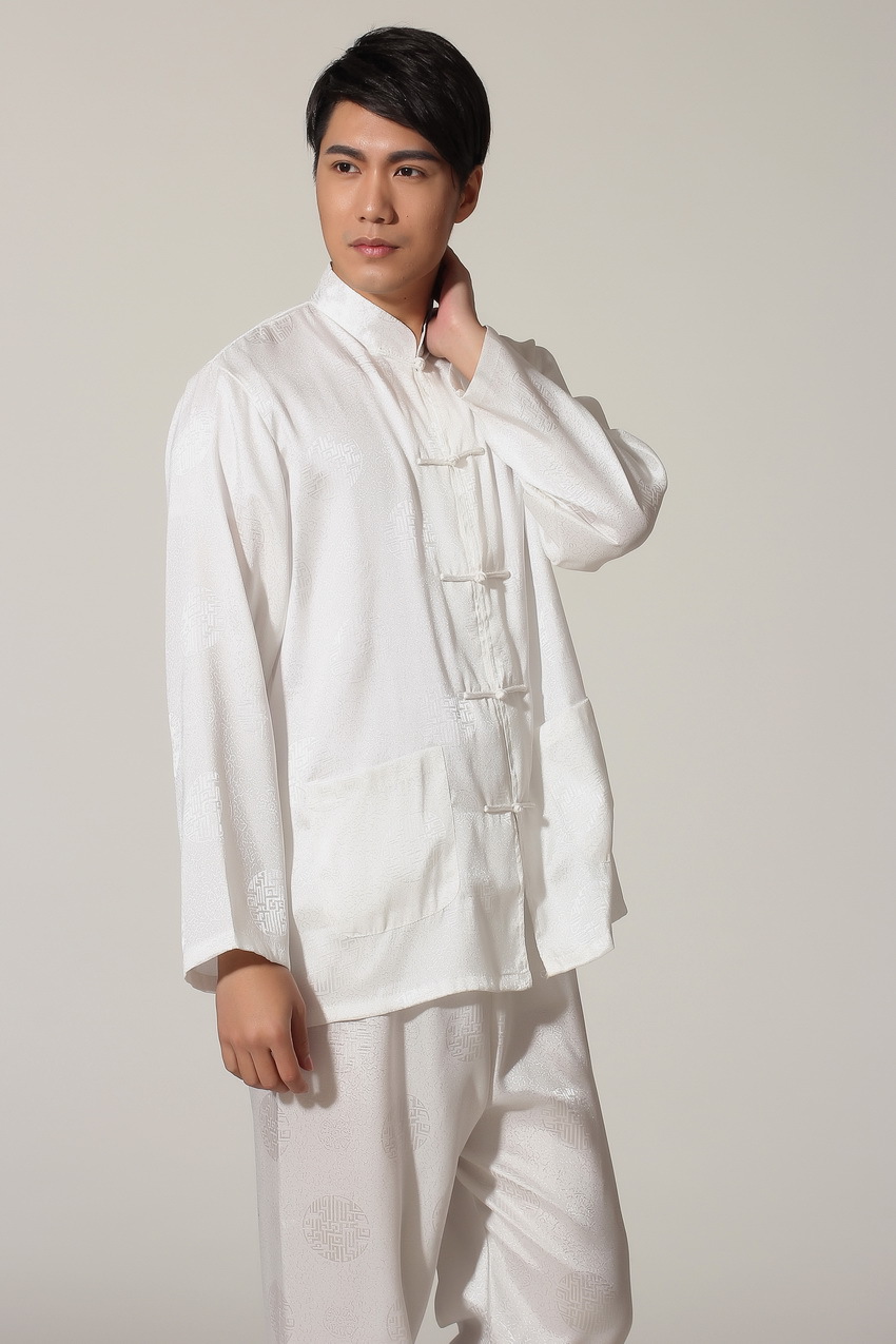 Pre-order ชุดจีน ชาย เสื้อพร้อมกางเกง สีขาว