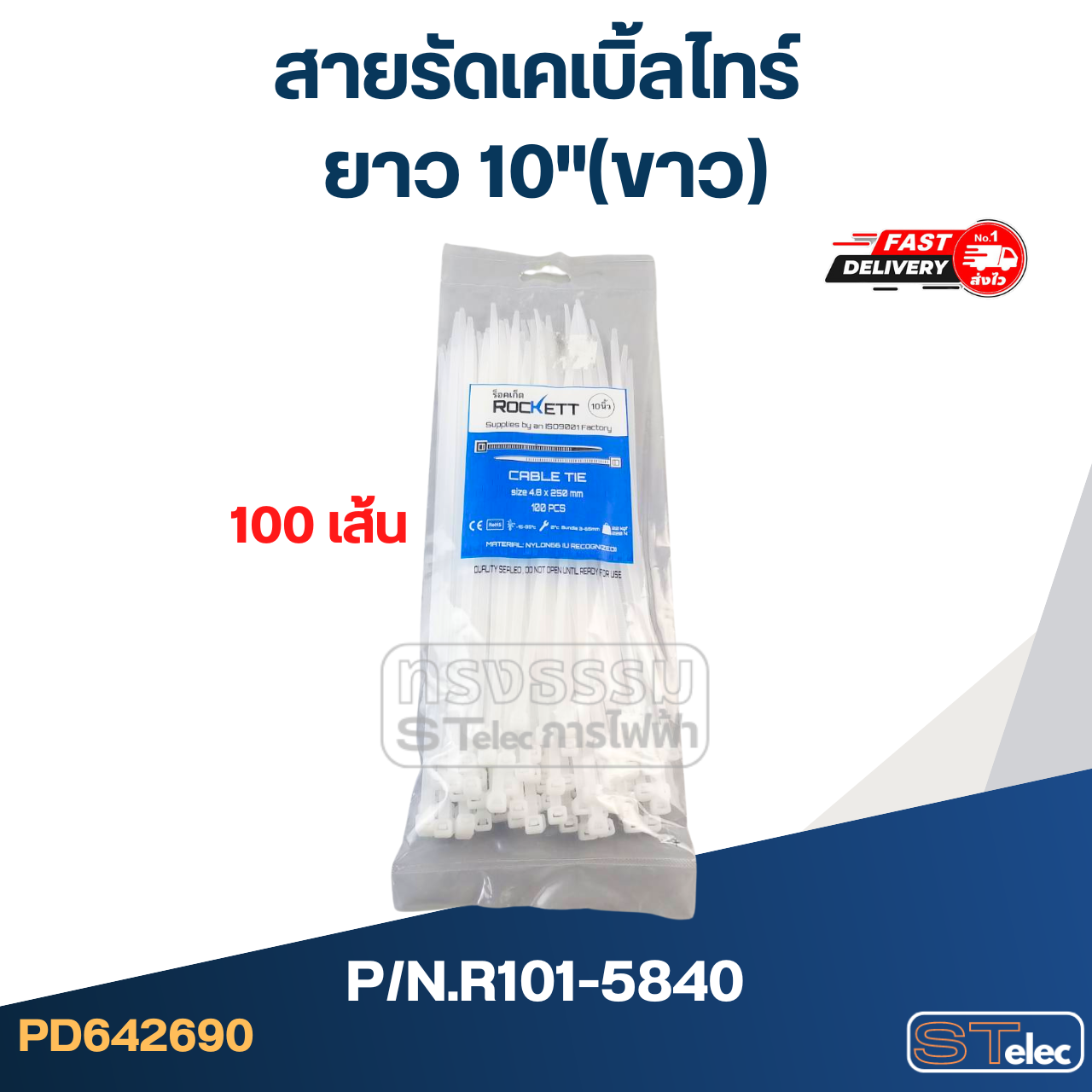 สายรัดเคเบิ้ลไทร์ ยาว 10"(ขาว) #R101-5840