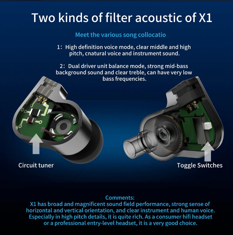 ขาย SMABAT X1 หูฟัง IEMs 2 ไดรเวอร์ 2DD จูนเสียงได้สองแบบ ประกันศูนย์ไทย