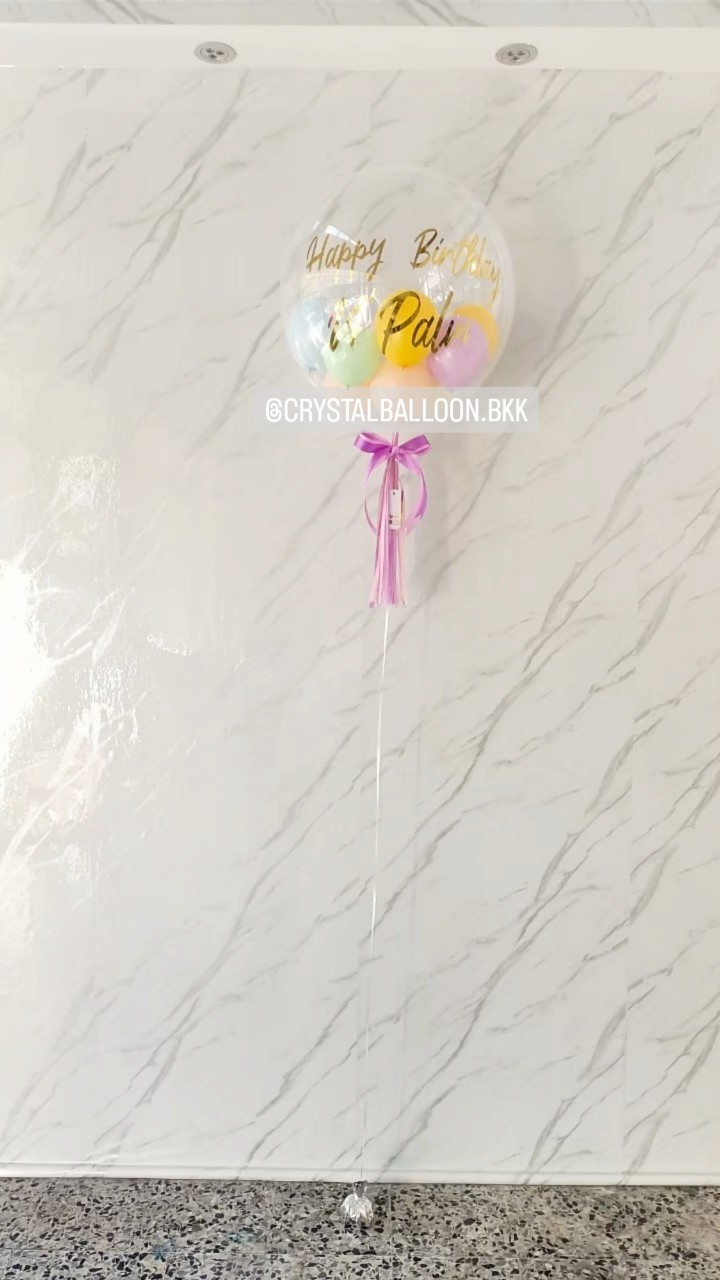 ลูกโป่ง วันเกิด Bubble USA ขนาด 24" Theme พาสเทล พร้อมตกแต่ง สามารถเปลี่ยนสีลูกโป่ง/เปลี่ยนข้อความได้