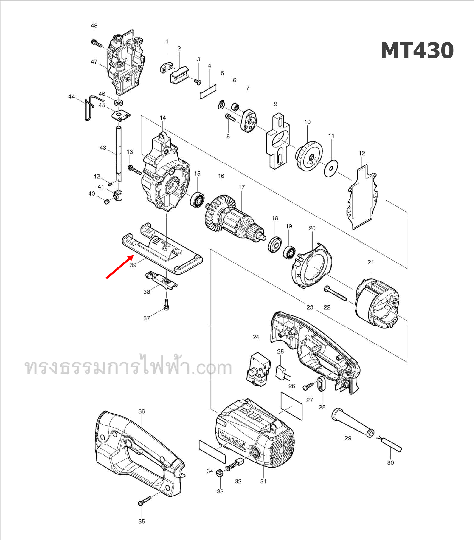 ฐานจิ๊กซอว์ จิ๊กซอว์ มาคเทค-Maktec, Makita มากีต้า MT430, M4302, M4302B [#39] Pn.165555-3 (แท้) ##