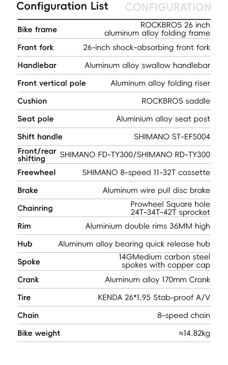 ROCKBROS SGD Folding Mountain Bike, Aluminum Alloy Frame, 26" Wheelset, 24 Speed