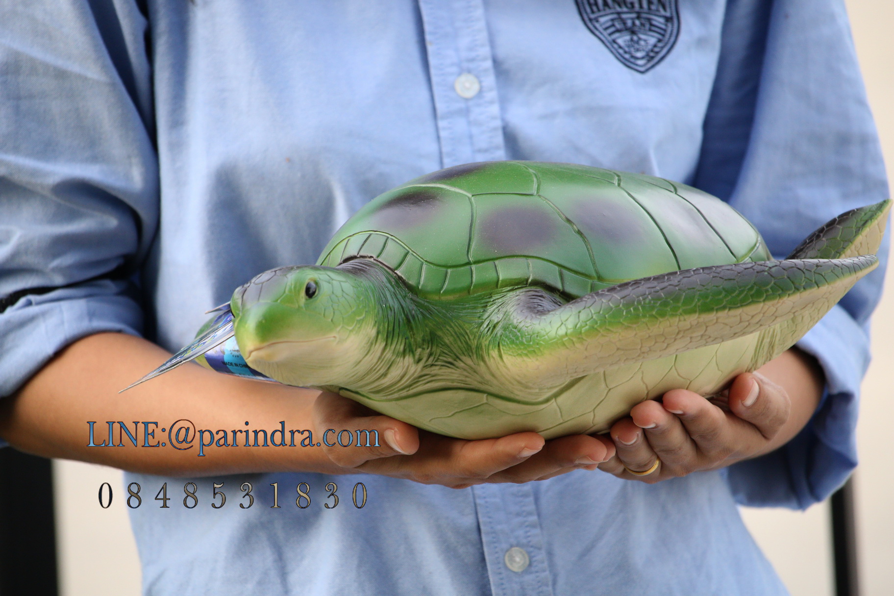 โมเดลเต่าทะเลสีเขียว ขนาด 15 นิ้ว ยางอ่อนนุ่มนิ่ม บีบได้