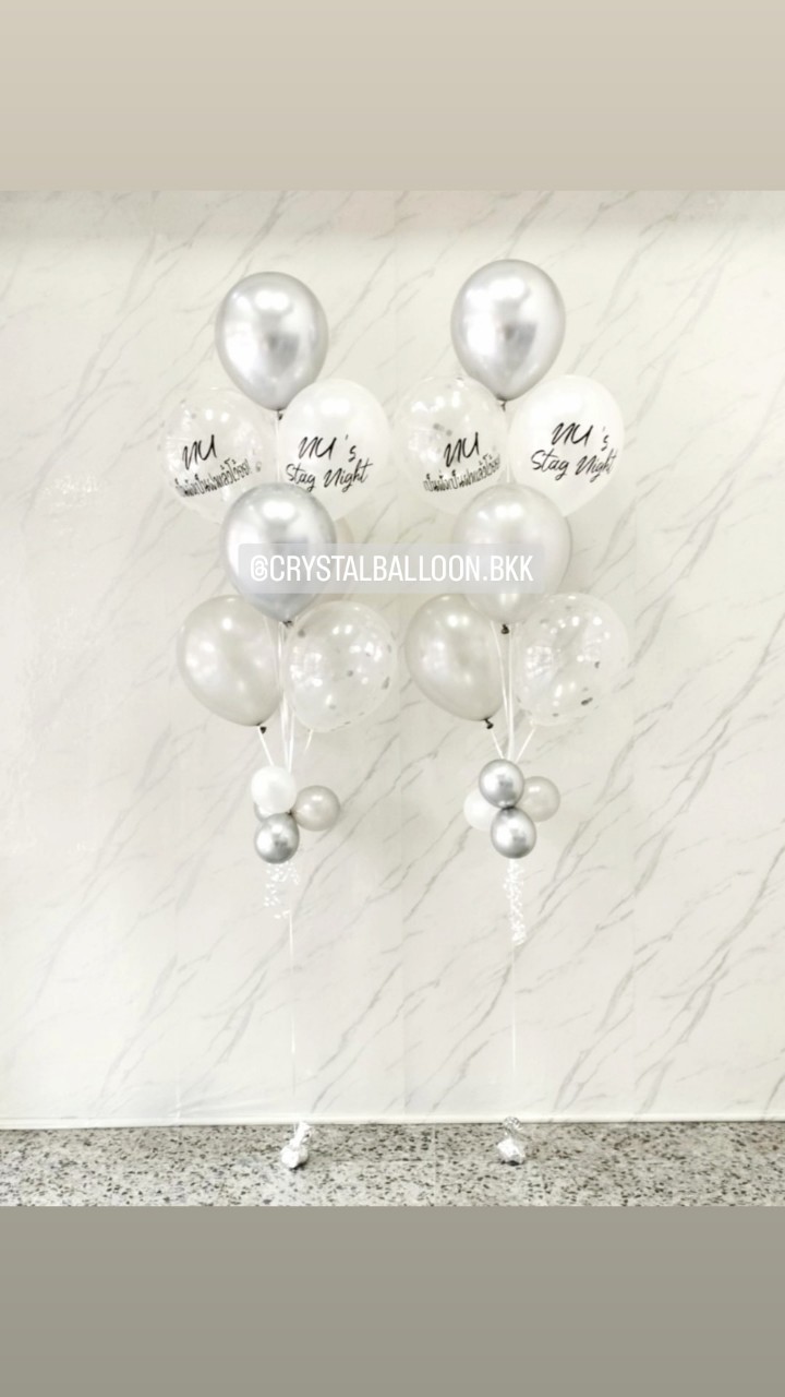 ลูกโป่ง Bride To Be ช่อลูกโป่ง ช่อ 7 ลูก 2 ช่อ Theme สีเงิน พร้อมตกแต่ง สามารถเปลี่ยนสีลูกโป่ง/เปลี่ยนข้อความได้