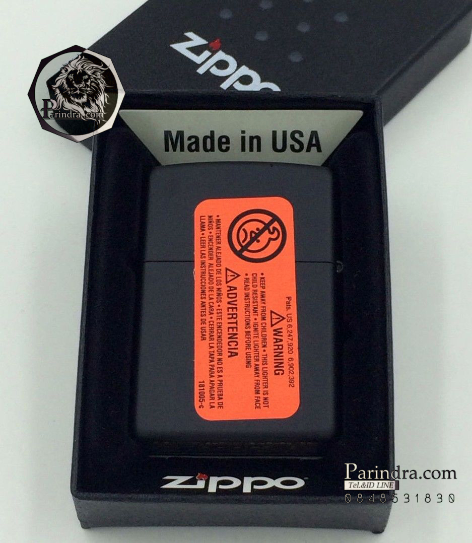 ไฟแช็ค Zippo แท้ " Zippo Logo Black Matte Finish Lighter " #Zippo Code 218ZL แท้นำเข้า 100%