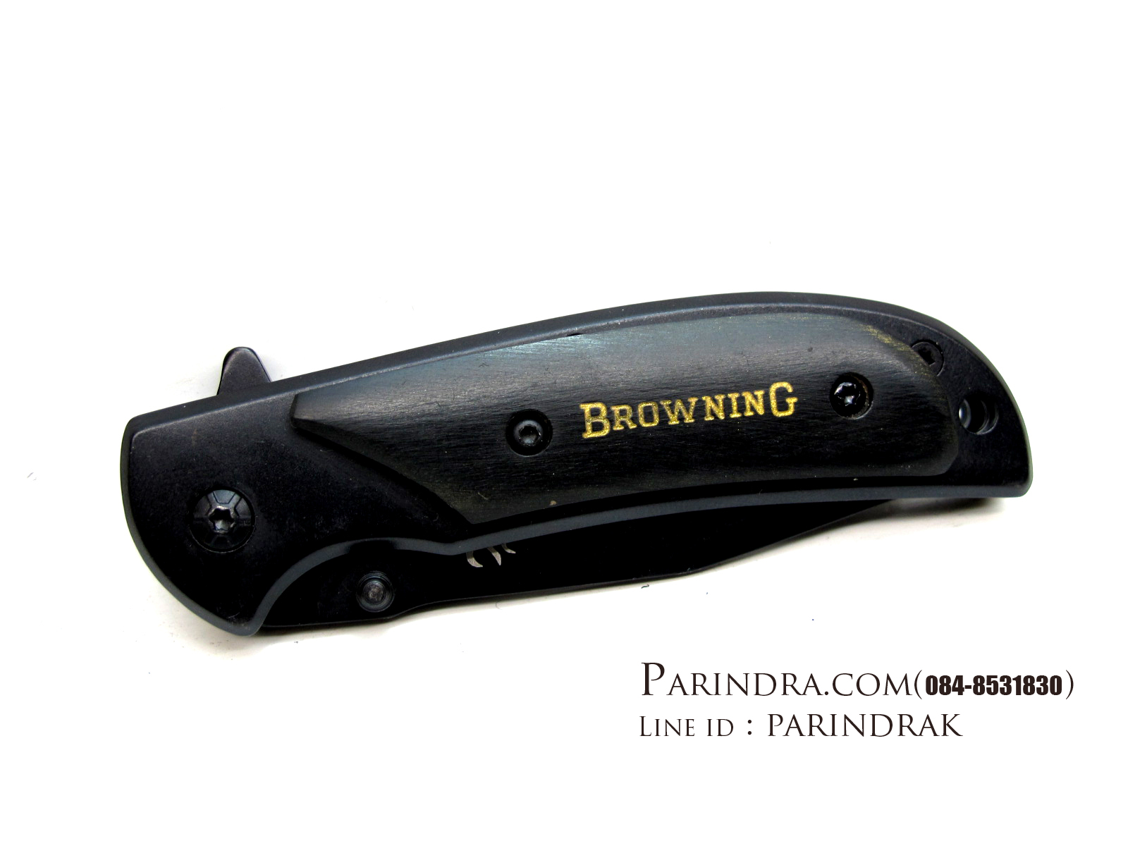 มีดพับBrowning ขนาดเล็กสำหรับพกพา สีดำสนิท ด้ามไม้ (OEM)