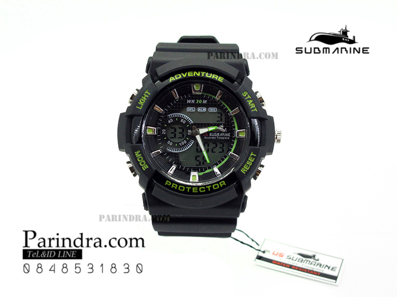 US submarine Protector รุ่น TP3147M สีดำตัดเขียว พื้นหลังเทา