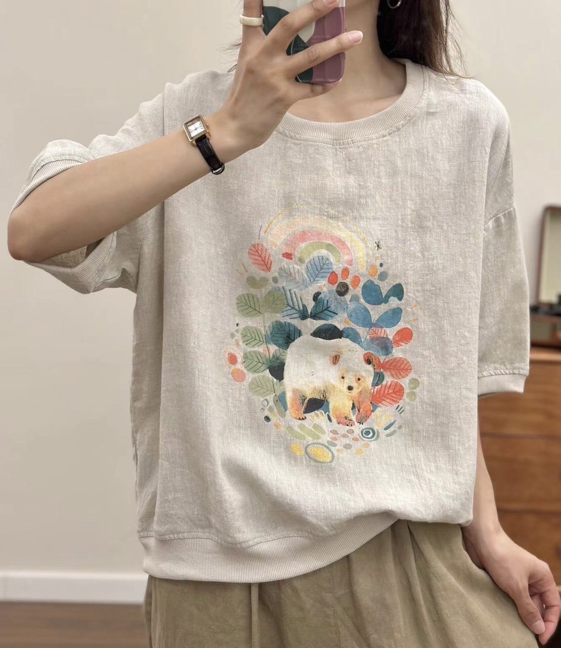 เสื้อผ้าลินินพิมพ์ลาย