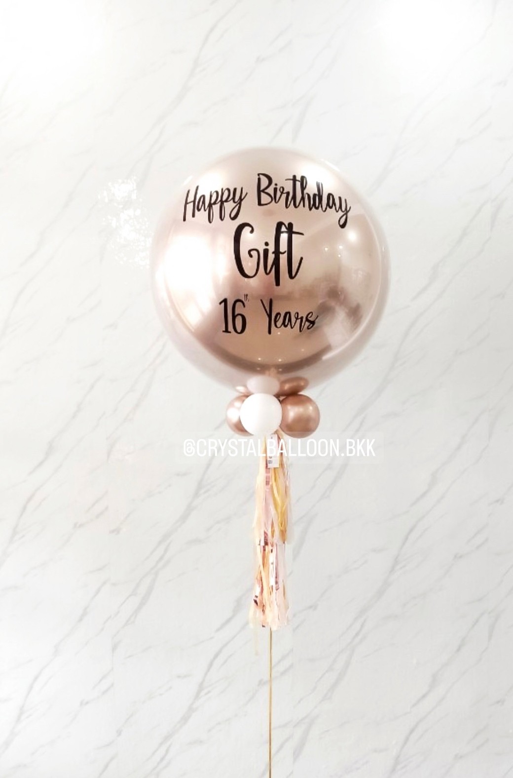 ลูกโป่ง วันเกิด ลูกโป่งยาง ขนาด 24" สีแชมเปญ พร้อมตกแต่ง สามารถเปลี่ยนสีลูกโป่ง/เปลี่ยนข้อความ/เปลี่ยนขนาดได้