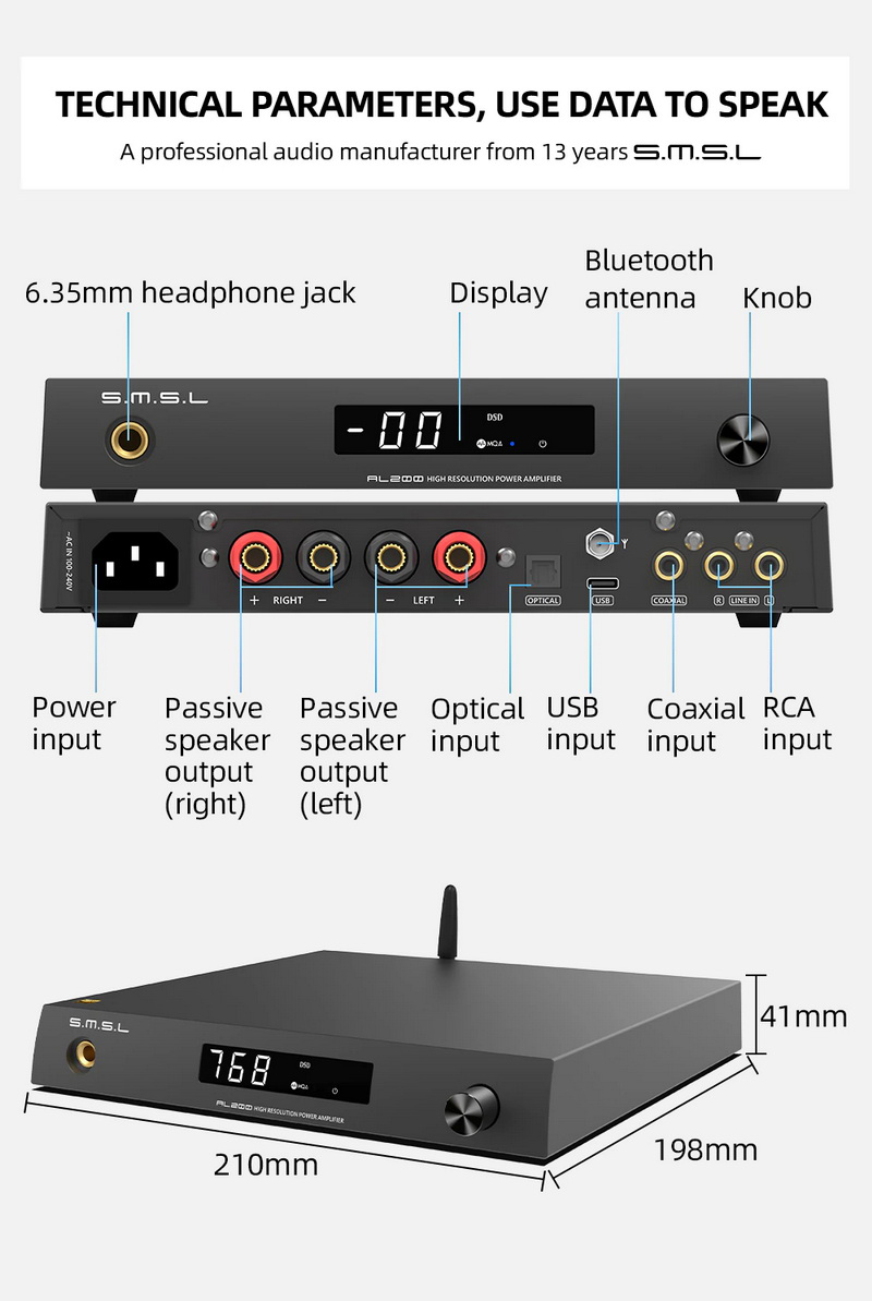 SMSL AL200 Stereo Intergrated Amplifier รองรับ MQA, Hi-Res ประกันศูนย์ไทย