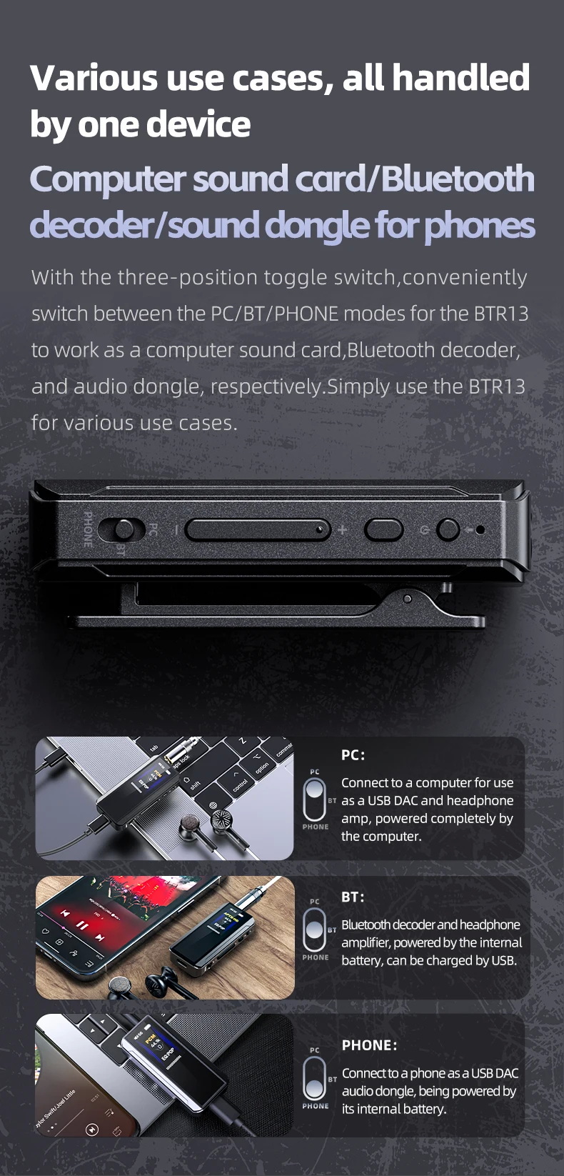 FiiO BTR13 Bluetooth DAC/AMP ชิป CS43131 x2 รองรับ LDAC, Dual Hi-Res ประกันศูนย์ไทย