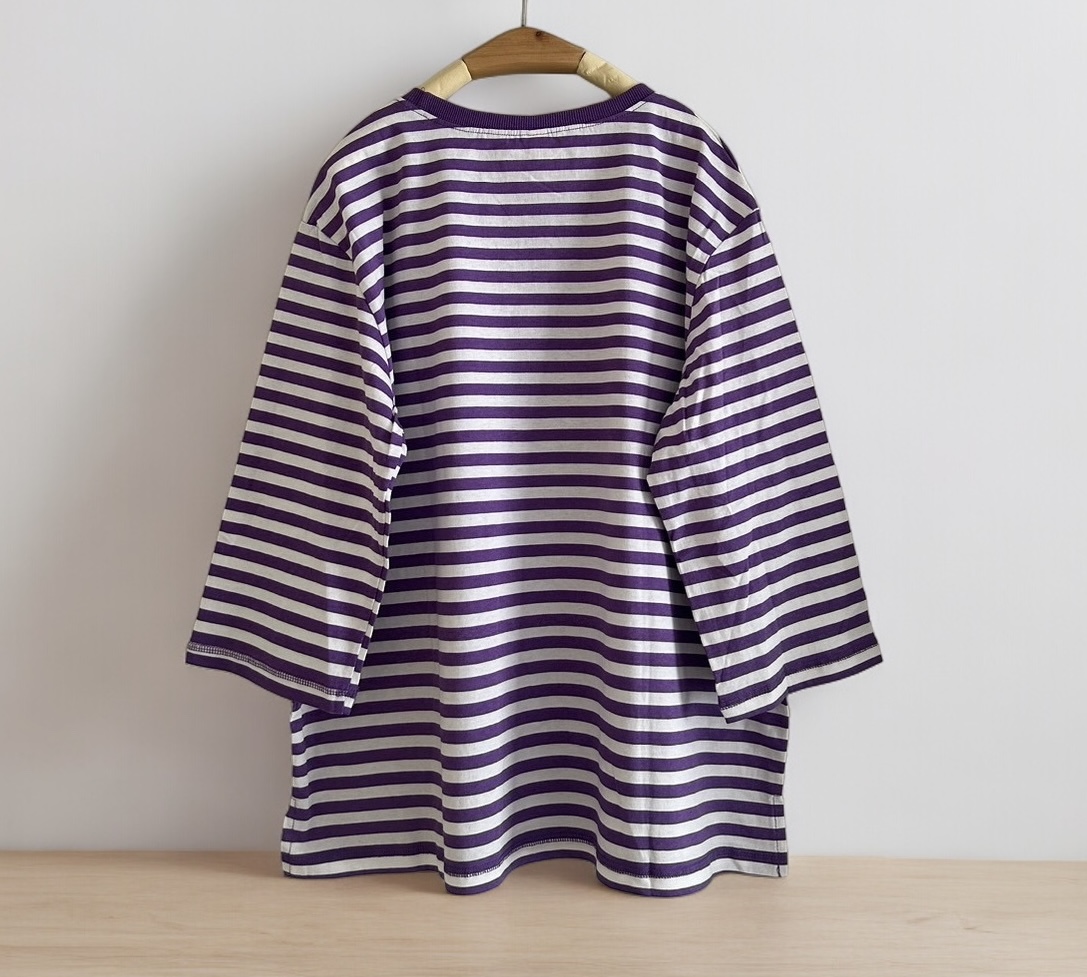 เสื้อยืดลายทางแขนสามส่วน 9am