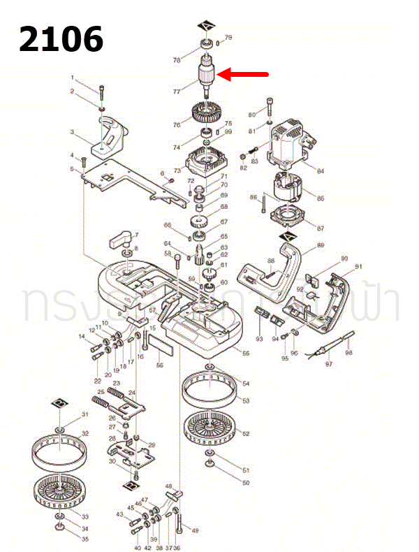 ทุ่น เลื่อยสายพาน Makita มากีต้า 2106, 2106W (แท้) ##
