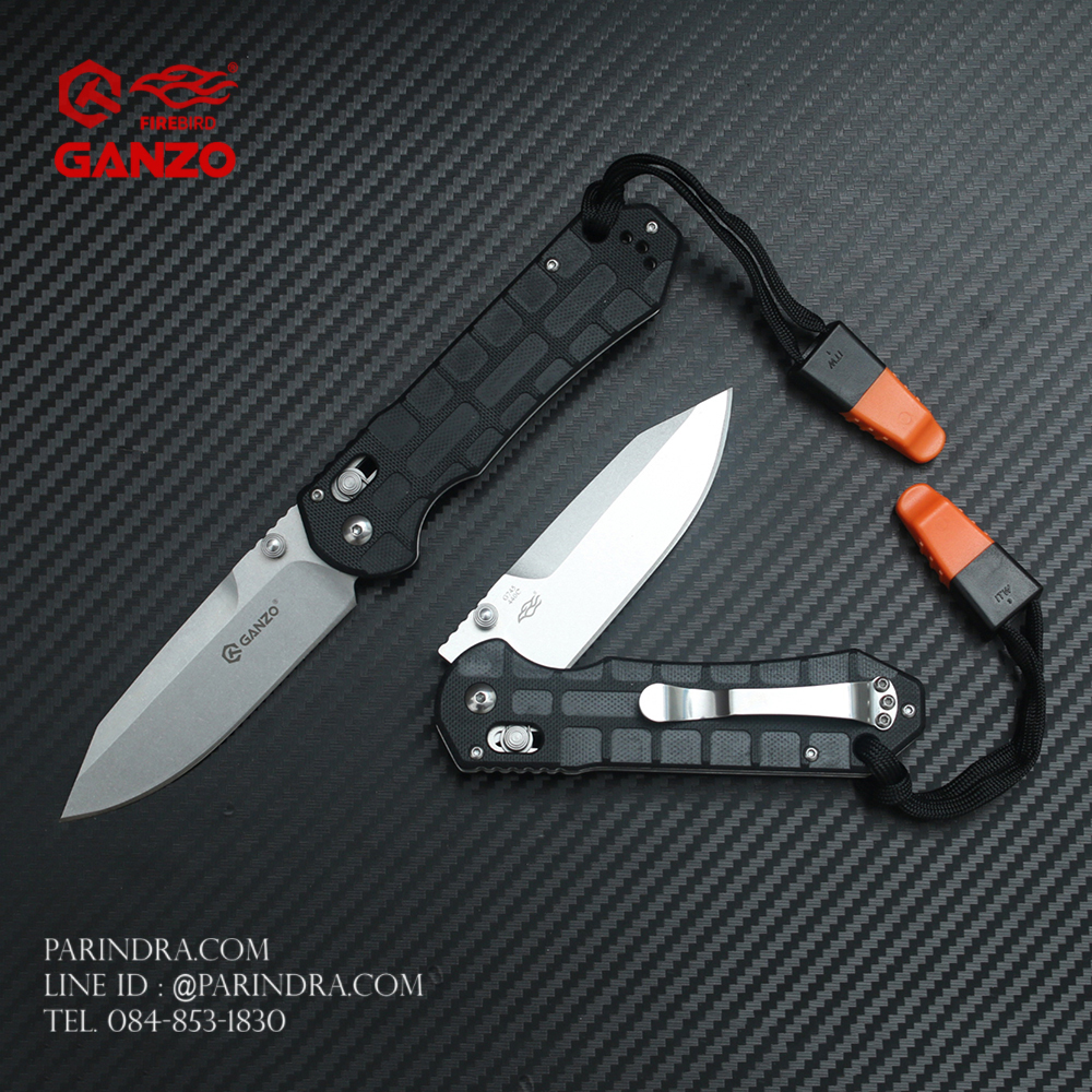 มีดพับ Ganzo กานโซ่ รุ่น Ganzo G7452P-BK-WS ใบgเงินด้ามดำ ของแท้ 100%