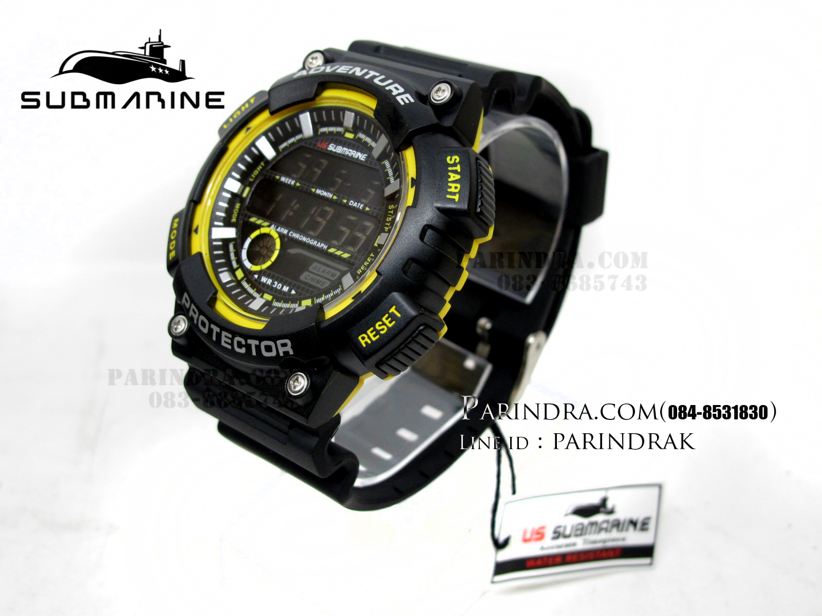 นาฬิกา US submarine สีเหลืองดำ TP1318M ผิวด้านหน้าปัดพื้นดำ