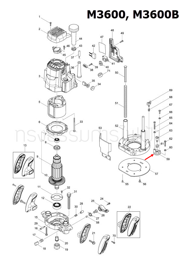 STOPPER เราท์เตอร์ Maktec มาคเทค, Makita มากีต้า MT360, MT362, M3600, M3600B [#59] Pn.317748-0 (แท้) ##