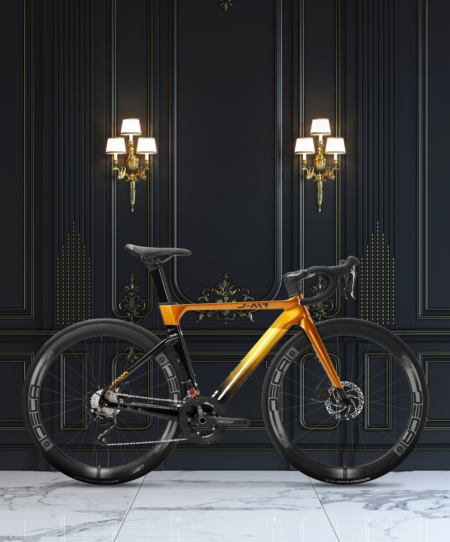 จักรยานเสือหมอบ JAVA FUOCO 5 Disc Deca 22 sp, เฟรม CARBON แฮนด์อินทิเกรด ล้อ700c Aluminium