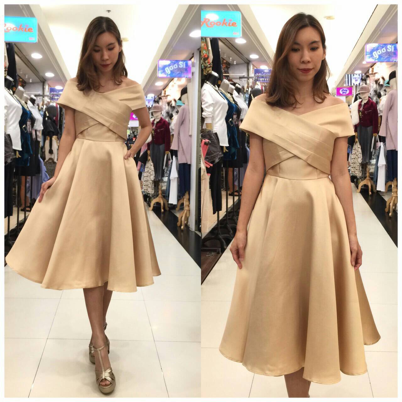 ชุดเพื่อนเจ้าสาว สีทอง โรสโกล รวมแบบ ตัวอย่าง สั่งสีและแบบอื่นๆได้ เช่า 500