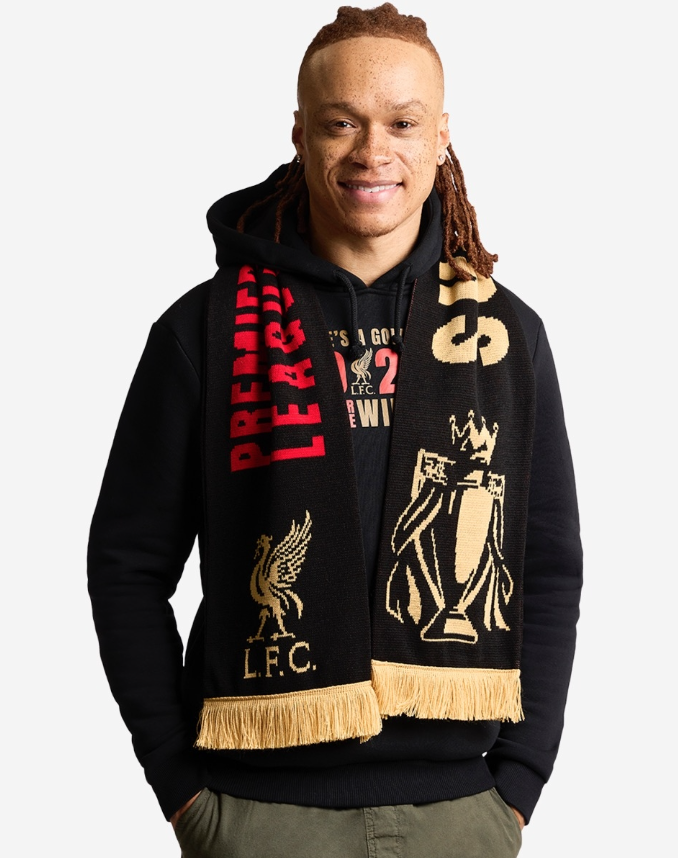 ผ้าพันคอลิเวอร์พูลแชมป์พรีเมียร์ลีก Champions 24/25 สีดำของแท้