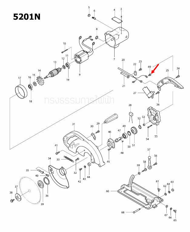 PAN HEAD SCREW M4X8 สกัด เจาะพื้น มากีต้า Makita HM1305, HM1306 [#90], 1805N [#68], 5201N [#69] Pn.652014-1 (แท้) ##