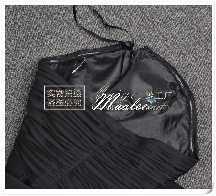 ชุดราตรีสั้น เกาะอกสายเดี่ยว กระโปรงระบาย ผ้าชีฟอง สีม่วง (ใส่ได้ทั้งเกาะอก และสายเดี่ยว)