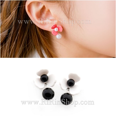 RenaChris ต่างหูเซลลูโลสดอกไม้ขาว ( White )