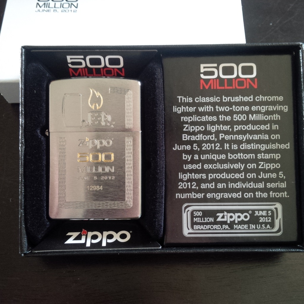 ไฟแช็ค Zippo แท้ "Zippo lighter 500 million Replica Edition"แท้นำเข้า 100%