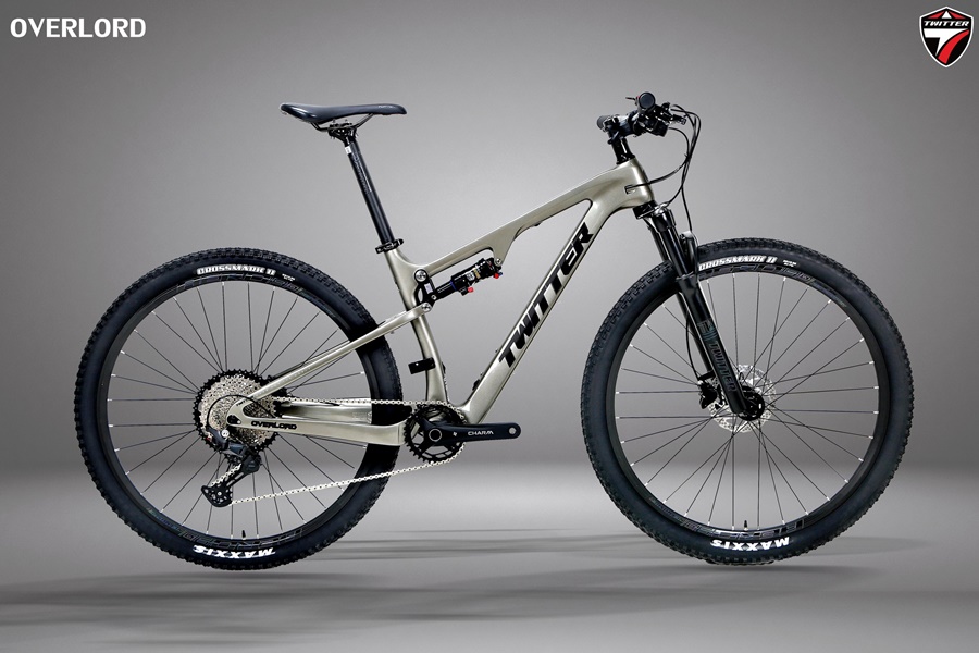 จักรยานเสือภูเขา TWITTER OVERLORD Full suspension bike, เฟรมคาร์บอน 1x12 speed Deore โช๊คลม ปี 2022