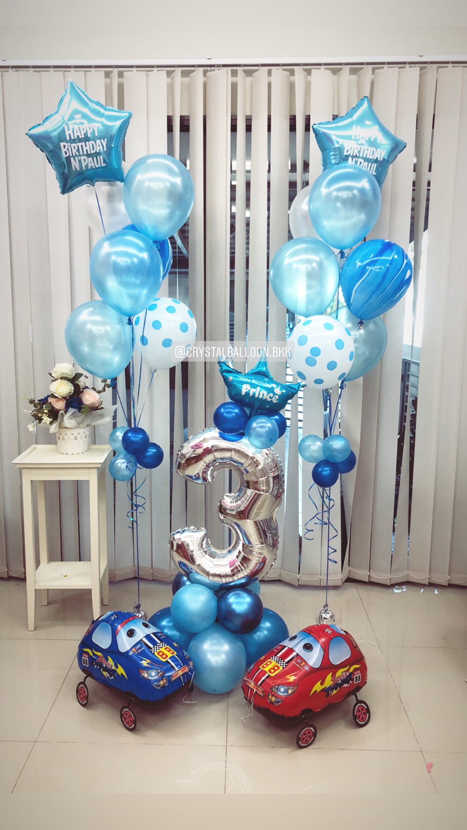 ลูกโป่ง วันเกิดเด็ก ฟอยล์ตัวเลข 40" ตั้งฐาน 1 ชิ้น พร้อม ช่อลูกโป่งฟอยล์ดาว 24" ช่อ 7 ลูก 2 ช่อ,ลูกโป่งลายหิน USA,ลูกโป่งลายจุด พร้อม ฟอยล์รถแข่งลากจูง 2 ชิ้น พร้อมตกเเต่ง สามารถเปลี่ยนสีลูกโป่ง/เปลี่ยนข้อความ/เปลี่ยนสี-ฟอยล์ตัวเลข/เปลี่ยนฟอยล์ต