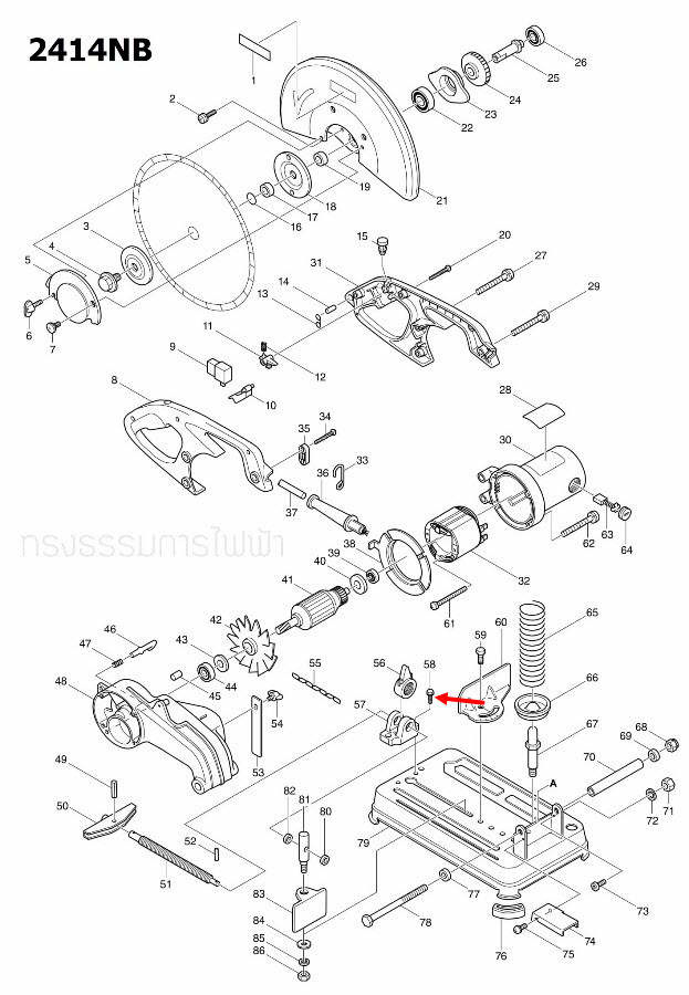 PAN HEAD SCREW M8X30 Makita มากีต้า 5402 [#71], 2414 [#95], 2414NB [#58], 2416S [#62] Pn.911451-1 (แท้) ##