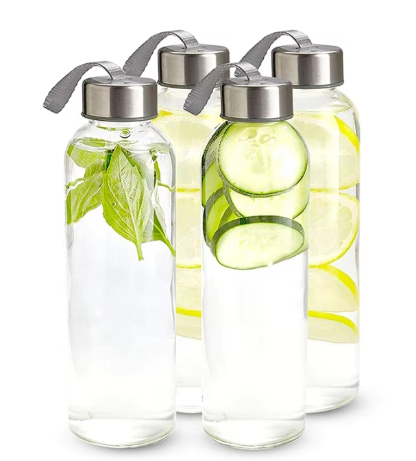 กระบอกแก้ว ฝาเกลียวพร้อมสายหูหิ้ว ขนาด 500-750 ml
