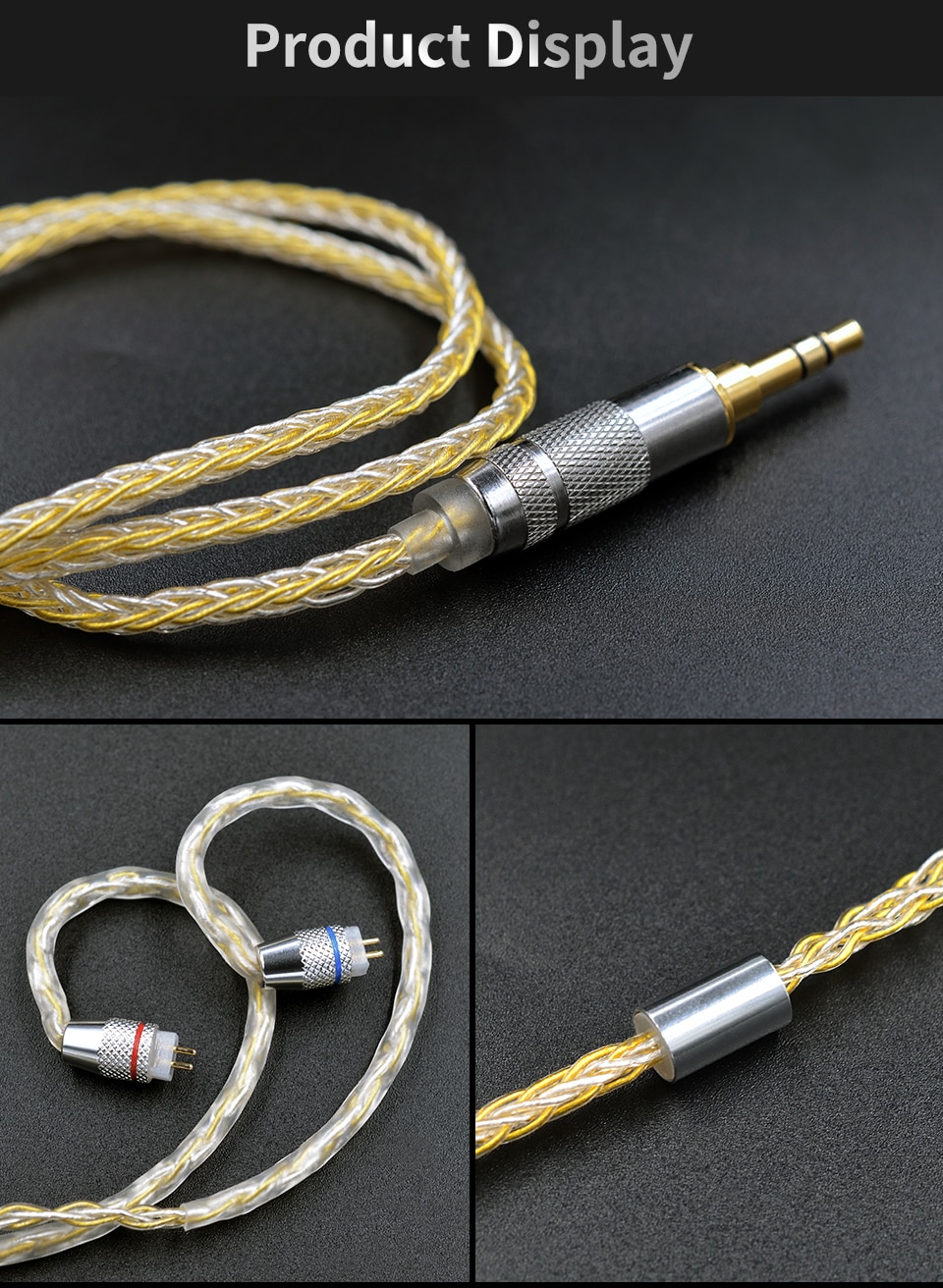 ขายสาย KZ Goldsilver cable สายถักชุบเงิน+ทอง 200 แกนรุ่นใหม่ล่าสุด