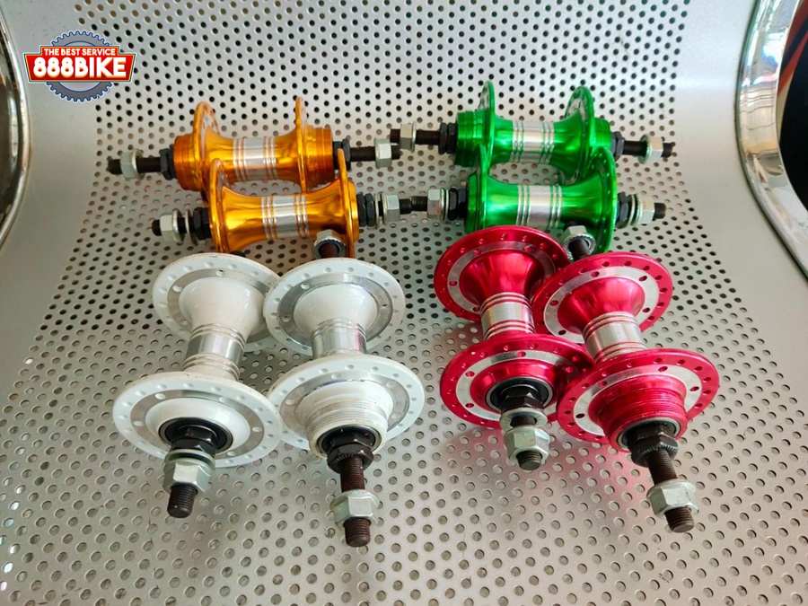 ดุมวีเบรค ดุมรถจักรยานฟิคเกียร์ 36 รู เกลียว 2ชั้น 2 ด้าน มีสีดำ แดง ส้มทอง ฟ้า เงิน(โปรดระบุสีและรูตรงหมายเหตุ)