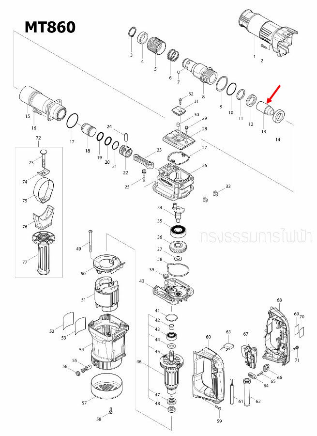 IMPACT BOLT สกัดไฟฟ้า Maktec มาคเทค MT860 [#13], M8600 [#13] Pn.326422-9 (แท้) ## (*)