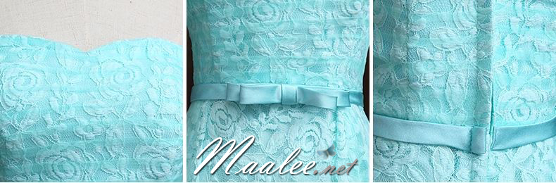 พร้อมส่ง ชุดราตรียาว เกาะอกลูกไม้ คลุมผ้าตาข่ายชั้นนอก แต่งโบว์ช่วงเอว สีฟ้า