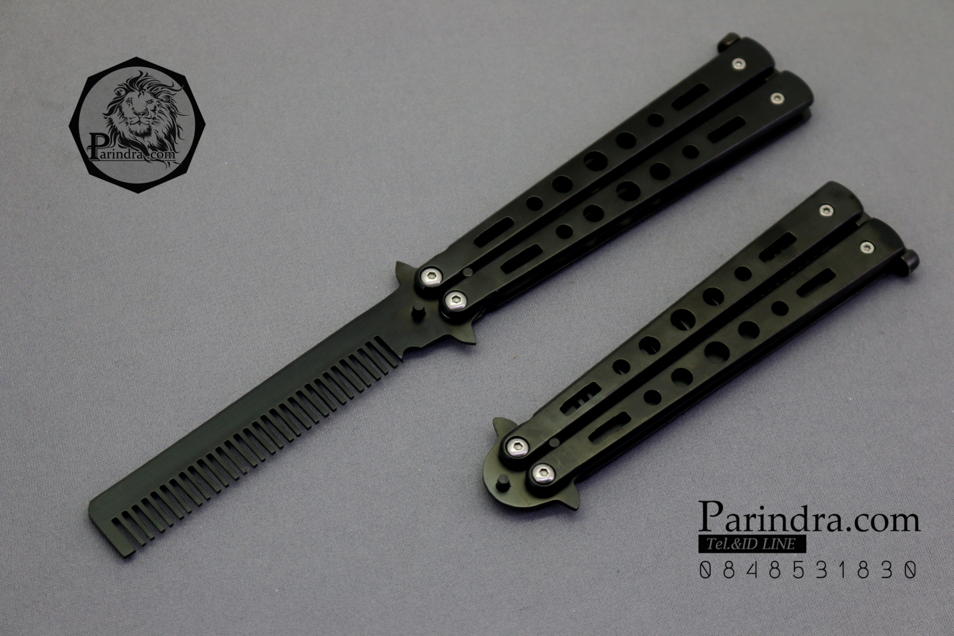 มีดบาลีซอง Balisong มีดควง มีดปีกผีเสื้อใบเป็นหวีสีดำ ขนาด 9 นิ้ว BLA015