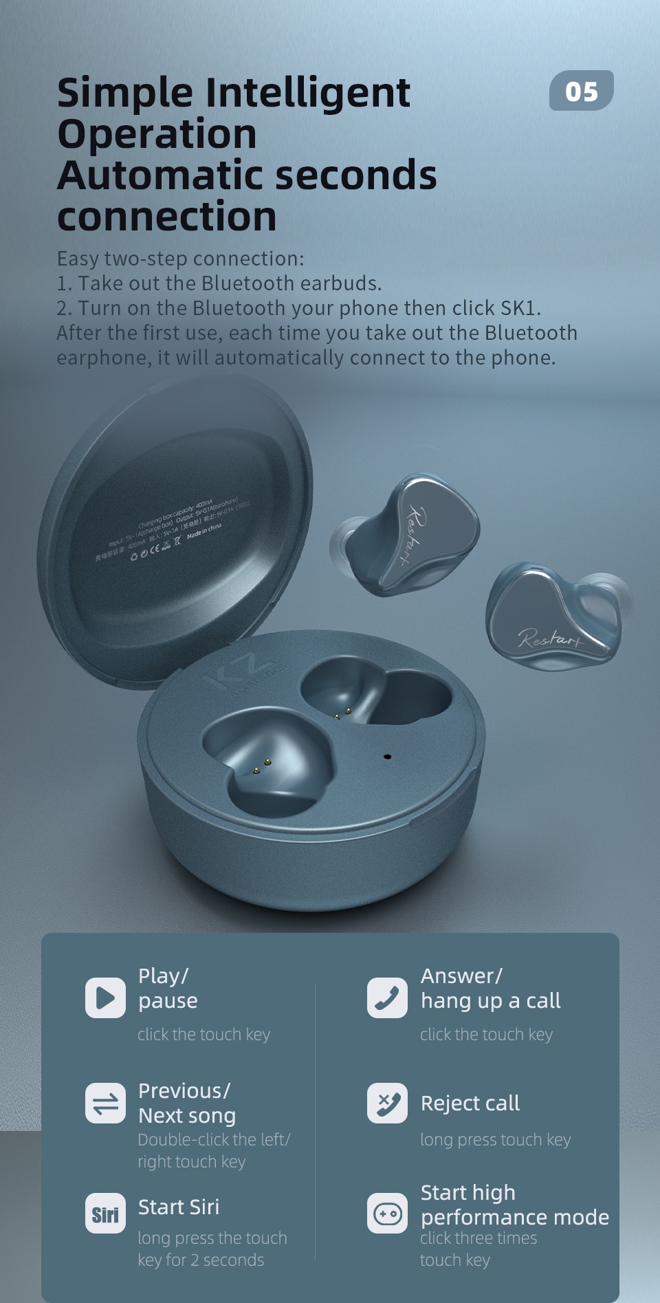 ขาย KZ SKS หูฟัง TWS 2 ไดรเวอร์ 1DD+1BA ประกันศูนย์ไทย