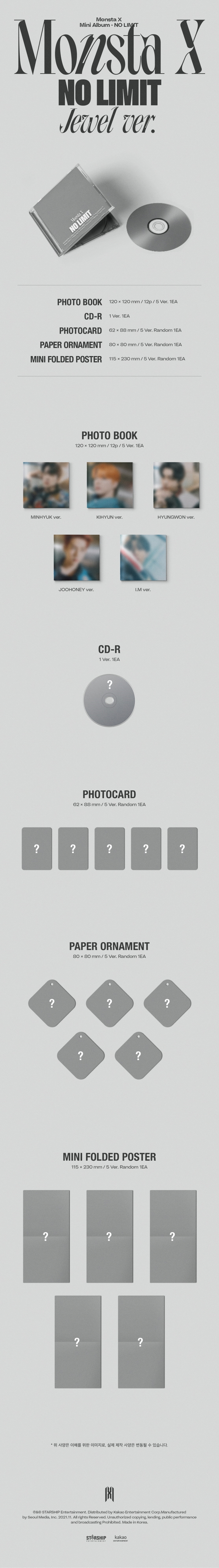 อัลบั้ม #Monsta X - NO LIMIT (10th Mini Album) JEWEL VER. สุ่มเวอร์ -ปิดรอบ 2021.11.18-