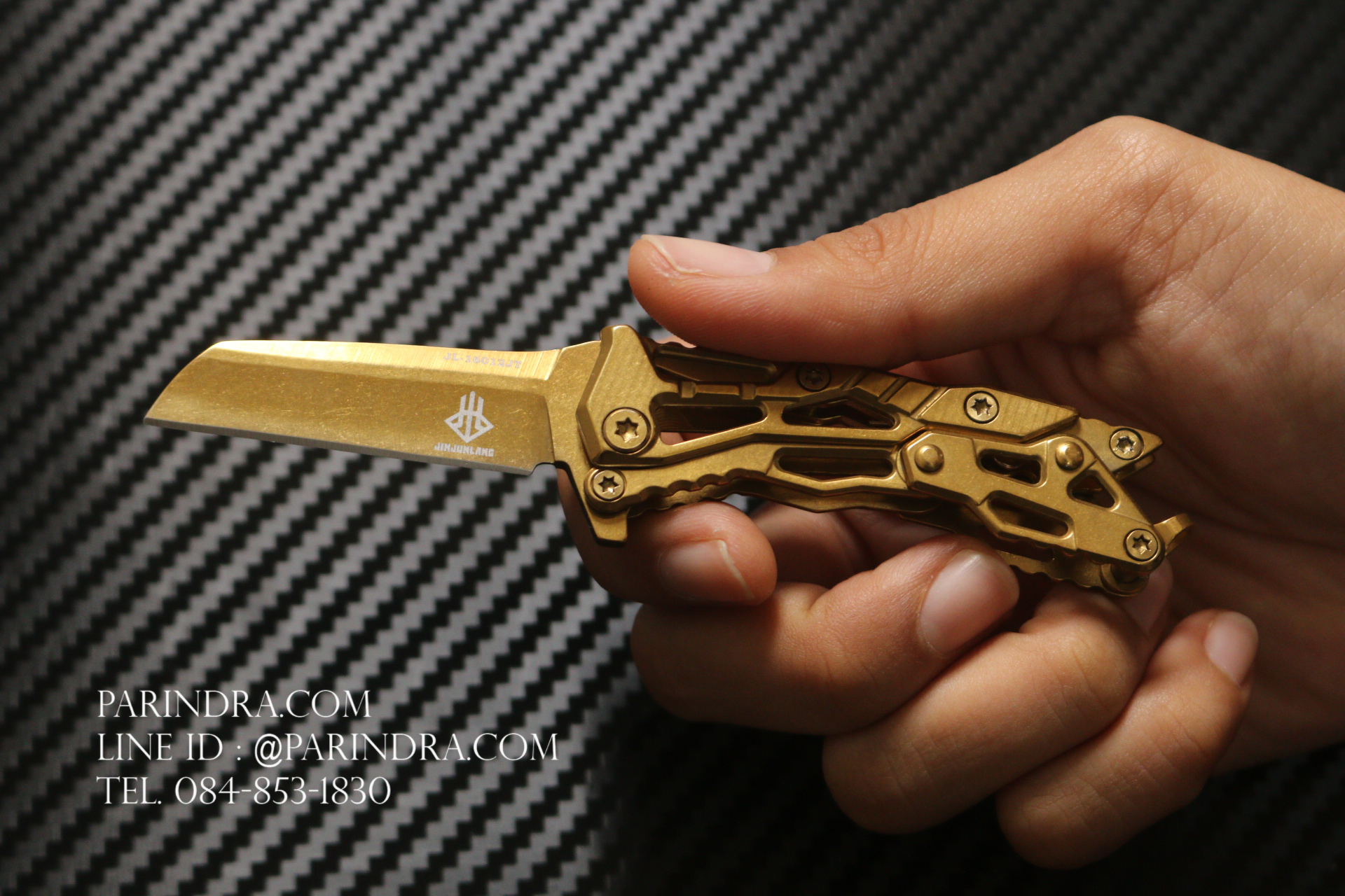 มีดพับเล็ก JINJUNLANG รุ่น JL-16012JT Transformer รูปทรงสวย โลหะทั้งตัว สีทอง