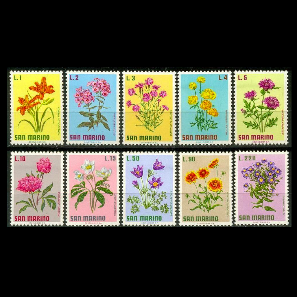 แสตมป์ซานมาริโน ชุด FLOWERS ดอกไม้สวยงามชนิดต่างๆ ปี 1971 - SAN MARINO